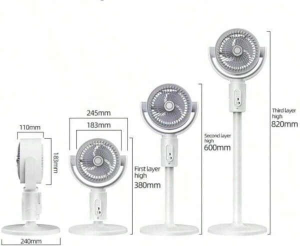 DENX 3-in-1 Air Circulation Floor Fan with Remote - USB-C Rechargeable - Image 2