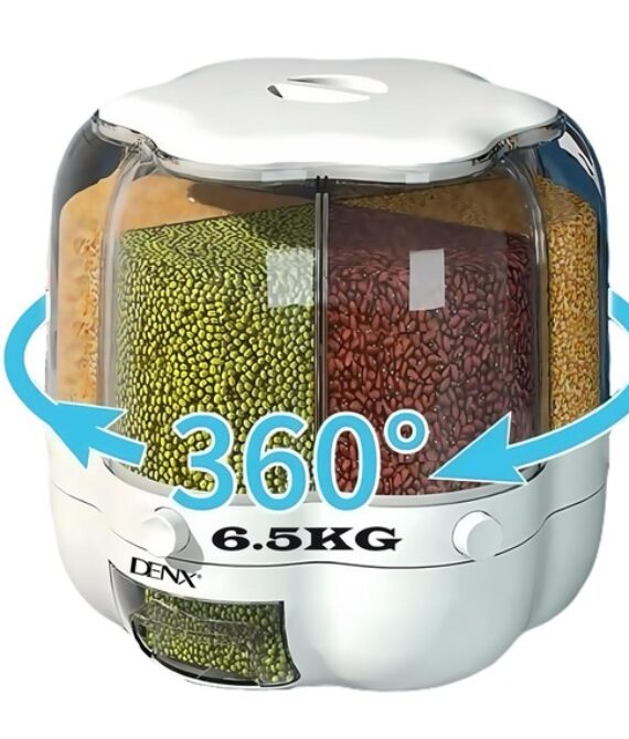 6.5kg Rotating Grain Storage Bucket – 6 Compartments, Moisture-Proof