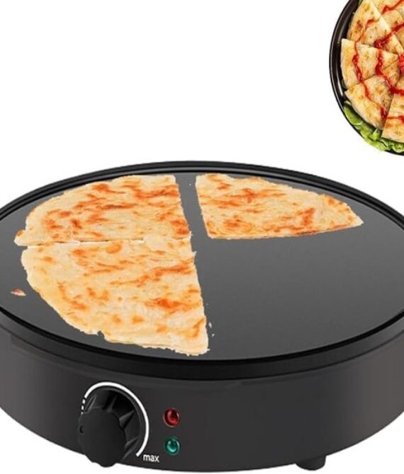 DENX Pizza & Crepe Maker – 1000W Non-Stick Griddle with Utensils