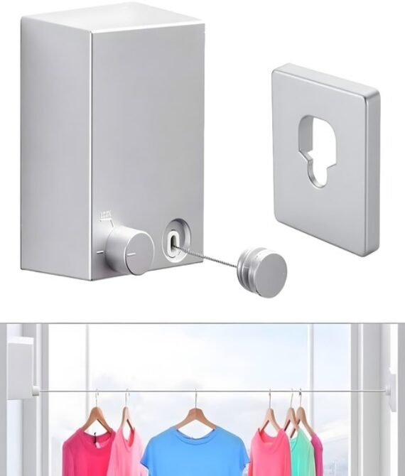 4.2m Retractable Clothesline – Stainless Steel for Indoor/Outdoor