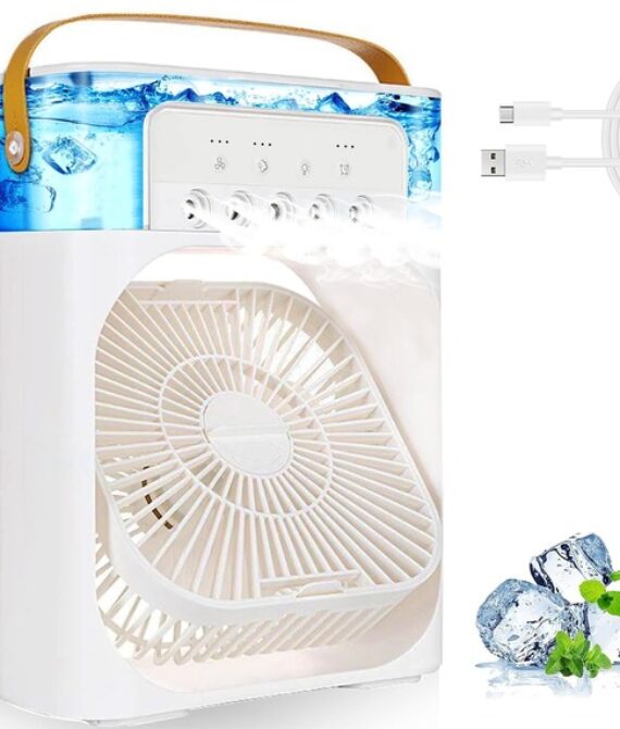Portable Air Cooler Fan with 700ml Tank & Mist – 3 Speeds – For Desk