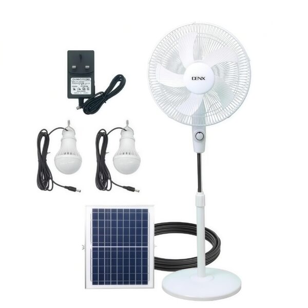 16-Inch Solar Stand Fan with 2 LED Lights & 5000mAh Battery - DX2606
