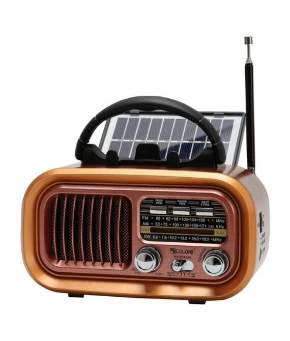 Solar Retro Bluetooth Travel Radio with Flashlight & AM/FM/SW – DX2449