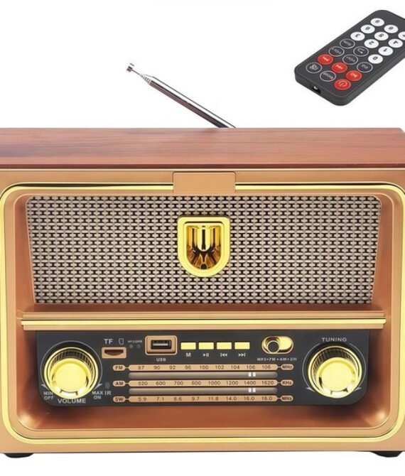 DENX Retro Wooden Bluetooth Speaker with Remote Control – FM Radio