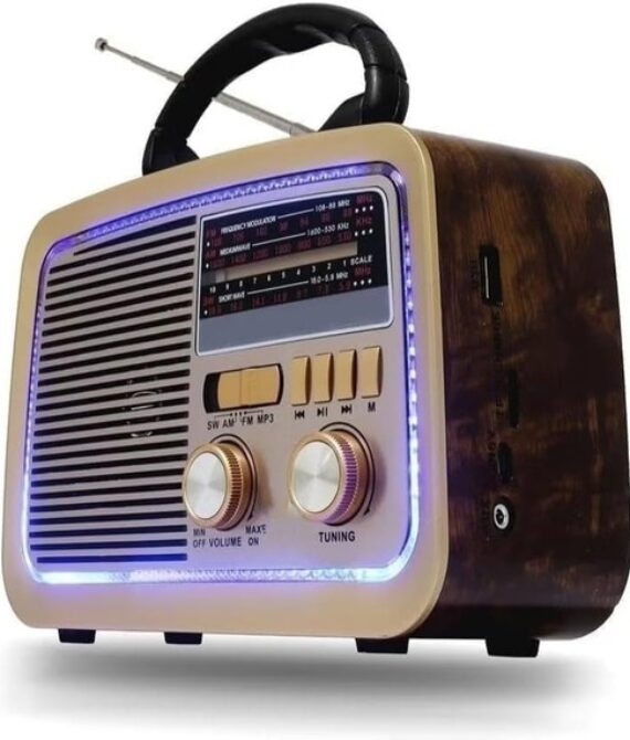 Solar Bluetooth Radio Speaker with AM/FM/SW & USB Playback – Wood